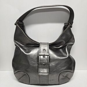Michael Kors Gunmetal Pewter Leather Hobo Bag